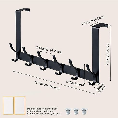 BOOMIBOO Over The Door Hooks, Sturdy Door Hanger, Towel Rack Towel Hooks for Bathroom 12 Hooks Large Over The Door for Bathroom, Bedroom，Kitchen in Saudi Arabia