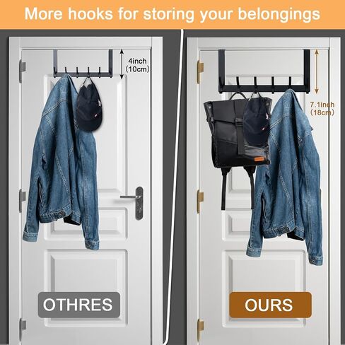 BOOMIBOO Over The Door Hooks, Sturdy Door Hanger, Towel Rack Towel Hooks for Bathroom 12 Hooks Large Over The Door for Bathroom, Bedroom，Kitchen in Saudi Arabia