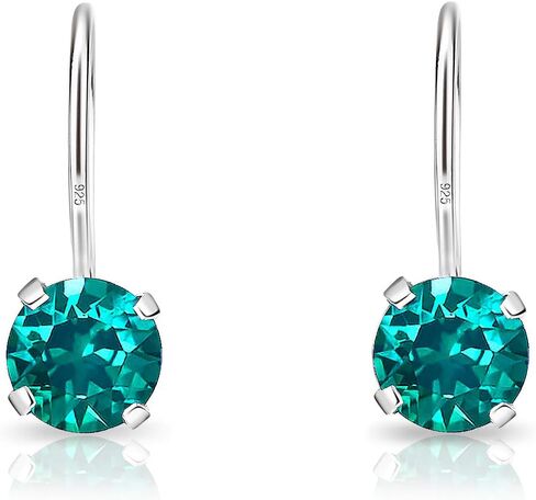 925 Sterling Silver SMALL/MEDIUM Round Fixed Hook Earrings made with Crystals from Swarovski Elements - Diameter: 6 mm in Saudi Arabia