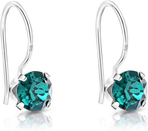 925 Sterling Silver SMALL/MEDIUM Round Fixed Hook Earrings made with Crystals from Swarovski Elements - Diameter: 6 mm in Saudi Arabia