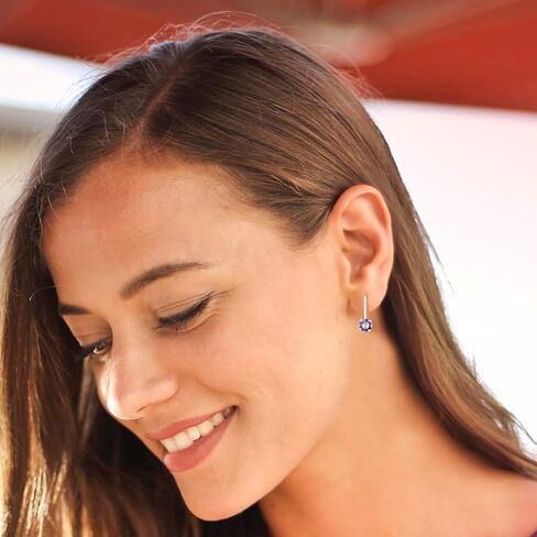 925 Sterling Silver SMALL/MEDIUM Round Fixed Hook Earrings made with Crystals from Swarovski Elements - Diameter: 6 mm in Kuwait