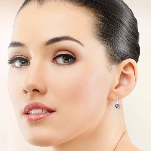 925 Sterling Silver SMALL/MEDIUM Round Fixed Hook Earrings made with Crystals from Swarovski Elements - Diameter: 6 mm in Kuwait