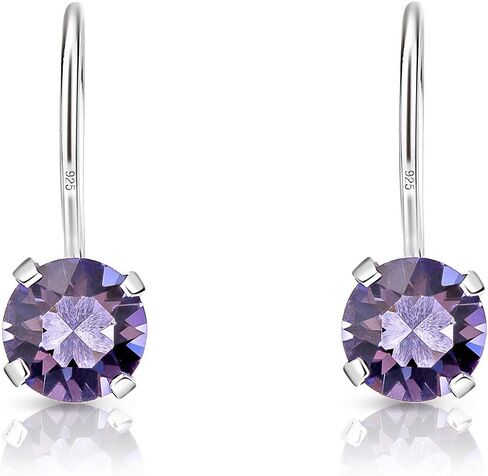 925 Sterling Silver SMALL/MEDIUM Round Fixed Hook Earrings made with Crystals from Swarovski Elements - Diameter: 6 mm in Kuwait