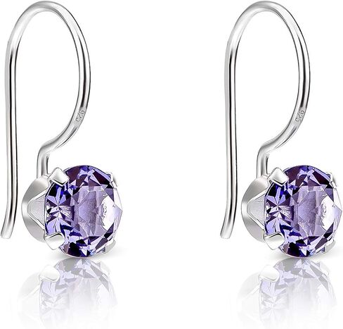 925 Sterling Silver SMALL/MEDIUM Round Fixed Hook Earrings made with Crystals from Swarovski Elements - Diameter: 6 mm in Kuwait
