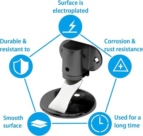 2pcs Adjustable Magnetic Door Stop, Floor Mount Magnet Door Stopper, Anti-Rust Doorstop with 3M Adhesive Hold Door Open, Magnetic Door Stopper for Home Office Bedroom - Black in Saudi Arabia