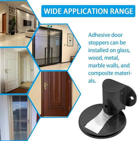 2pcs Adjustable Magnetic Door Stop, Floor Mount Magnet Door Stopper, Anti-Rust Doorstop with 3M Adhesive Hold Door Open, Magnetic Door Stopper for Home Office Bedroom - Black in Saudi Arabia