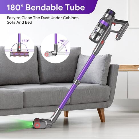 Cordless Vacuum Cleaner, 530W/38Kpa Stick Vacuum Cleaner with 2 Dust Cups Design, 8 in 1 Vacuum Cleaner Pet Hair with OLED Touch Screen for Home/Pet Hair/Carpet/Hard Floor/Car Cleaning in Saudi Arabia