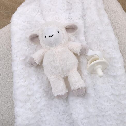 Little Love by NoJo Lamb Shaped White and Taupe Plush Pacifier Buddy in Saudi Arabia