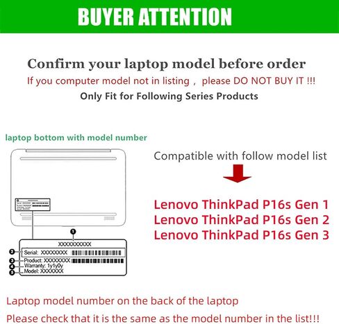 Case Compatible ONLY for Lenovo ThinkPad P16s /ThinkPad P16s Gen 2 [Not fit ThinkPad P16s Gen 3] Notebook Sleeve Computer Bag Protective 2-in-1 PU Leather Shell (Black) in Saudi Arabia
