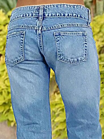 Flamingals Flare Jeans for Women Button Up Low Rise Jeans Stretch Boot Cut Jeans Denim Pants Sky Light Blue M in Saudi Arabia