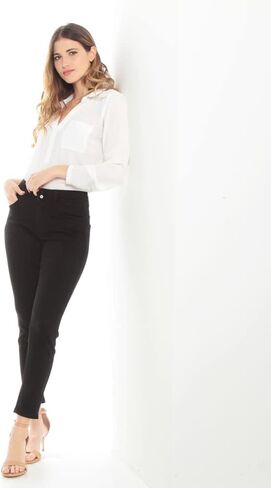 جينز نسائي متعدد الاستخدامات بقصة ضيقة - جينز تنحيف قابل للتمدد للنساء للتحكم في البطن بنطال جينز ضيق عند الكاحل in Kuwait