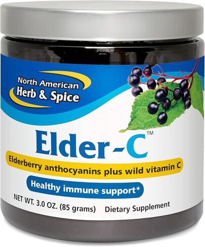 أعشاب وتوابل أمريكا الشمالية Elder-C - 3 أوقية. - مركز نبات البلسان - دعم المناعة، الاستجابة التنفسية الصحية - غير معدل وراثيًا، خالي من الغلوتين - 42 حصة in Kuwait