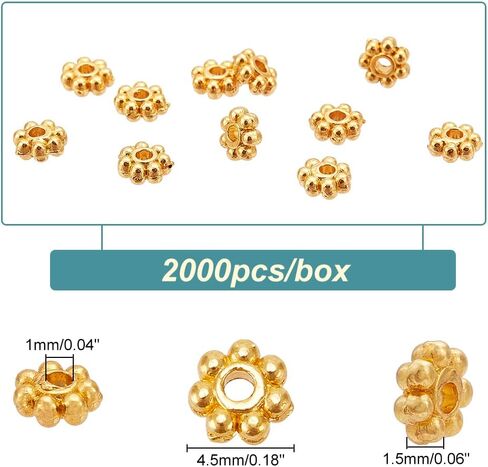 PH PandaHall 300pcs زهرة التبتية فاصل الخرز 6mm ​​العتيقة الفضة الخرز ديزي الفواصل سبيكة معدنية مجوهرات الفواصل البسيطة ندفة الثلج فضفاض الخرز لسوار قلادة القرط صنع المجوهرات in Saudi Arabia