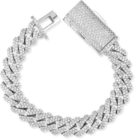 Gemsme Cuban Bracelet For Men Women, Hip Hop Heavy 18k Gold Plated Full Iced Out Miami Cuban Link Chain Bracelet in Kuwait