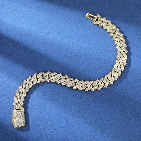 Gemsme Cuban Bracelet For Men Women, Hip Hop Heavy 18k Gold Plated Full Iced Out Miami Cuban Link Chain Bracelet in Kuwait