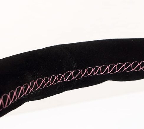 NRG Innovations NRG-RST-036SAK-S عجلة قيادة معززة بزهور ساكورا مغمورة بالماء بعمق 3 بوصات، 5 مم، 350 مم، جلد سويدي وردي مع خياطة بيسبول سوداء in Kuwait