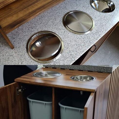 Simple Trash Grommet for Kitchen countertop with Auto Cover, Built-in Polished Stainless Steel Grommets 7.7"(200mm) countertops Garbage can Door Chute Hole Drawer in Saudi Arabia