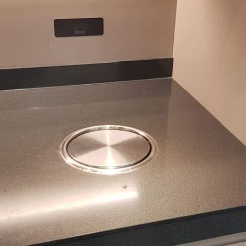 Simple Trash Grommet for Kitchen countertop with Auto Cover, Built-in Polished Stainless Steel Grommets 7.7"(200mm) countertops Garbage can Door Chute Hole Drawer in Saudi Arabia