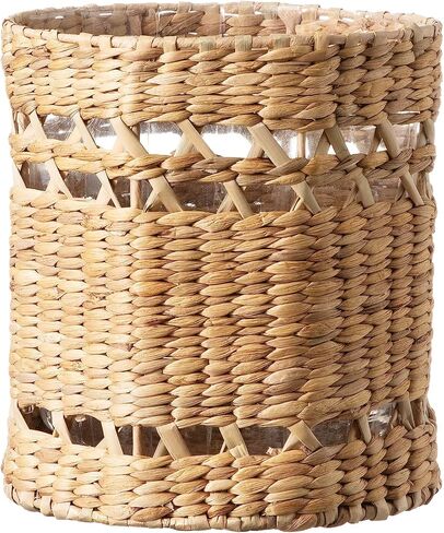 سلة مهملات الحمام - سلة المهملات المزخرفة المصنوعة من الأعشاب البحرية المنسوجة يدويًا مع سلة قمامة داخلية من البلاستيك الشفاف in Kuwait