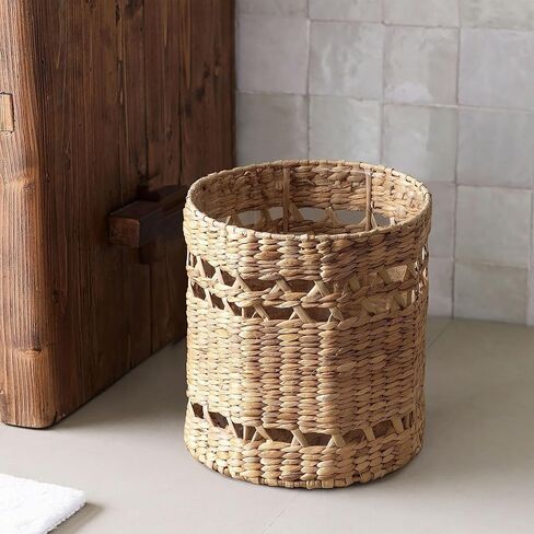 سلة مهملات الحمام - سلة المهملات المزخرفة المصنوعة من الأعشاب البحرية المنسوجة يدويًا مع سلة قمامة داخلية من البلاستيك الشفاف in Kuwait