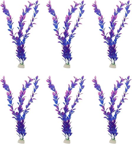 Aquarium Plastic Plants Purple 6pcs in Saudi Arabia
