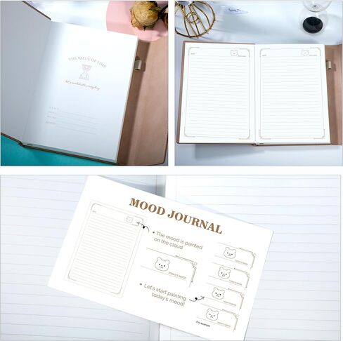 Magnetic Journal for Women and Girls, A5 Leather Hardcover Journaling Notebook, 224 Pages 100 Gsm Thick Paper Lined Mood Tracker Journals for Writing, 5.7x8.3 In, Pink in Saudi Arabia