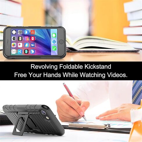 حافظة Stronden حافظة لهاتف iPhone SE (2022، 2020)، حافظة بمشبك حزام 7/8، حافظة رفيعة مع مشبك حزام دوار ومسند مدمج لهاتف iPhone SE (2020)، 7 و8 (أسود) in Kuwait