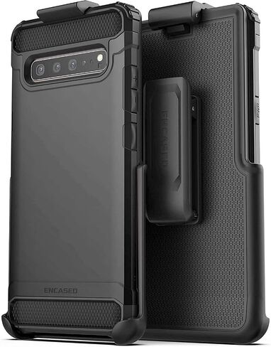 حافظة بمشبك حزام لهاتف Galaxy S10 5G (2019 Scorpio Armor) غطاء حماية متين مع حامل لهاتف Samsung S10 5G - أسود in Kuwait