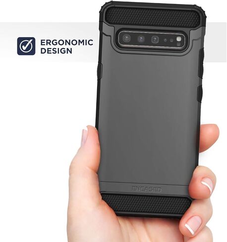 حافظة بمشبك حزام لهاتف Galaxy S10 5G (2019 Scorpio Armor) غطاء حماية متين مع حامل لهاتف Samsung S10 5G - أسود in Kuwait