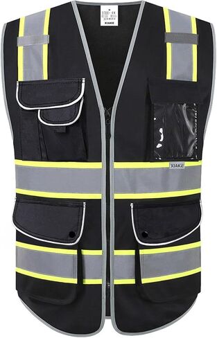 XIAKE 9 Pockets Class 2 High Visibility Reflective Safety Vest for Men Women Work Construction Vest in Saudi Arabia