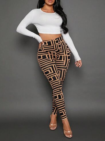 Floerns Women's Allover Print High Waist Workout Yoga Legging Pants in Saudi Arabia