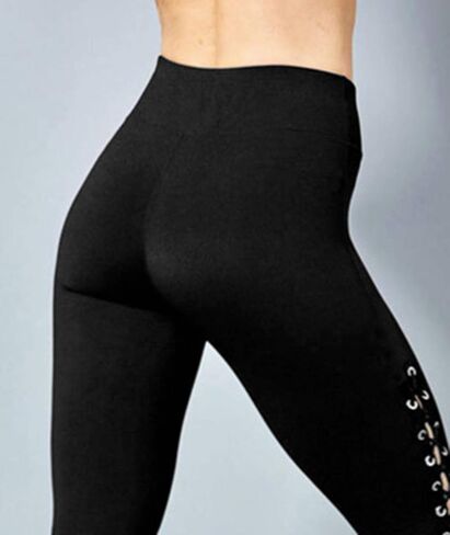 xxxiticat Women's Lace Up Legging Pants High Wasit Side Tie Up Eyelet Bandage Bodycon Gym Sportswear Long Trousers in Saudi Arabia