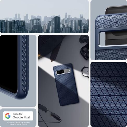 Spigen Liquid Air Case Compatible with Google Pixel 7, Thermoplastic Polyurethane |Shock-Absorbent| Wireless Charging Compatible - Matte Black in Saudi Arabia