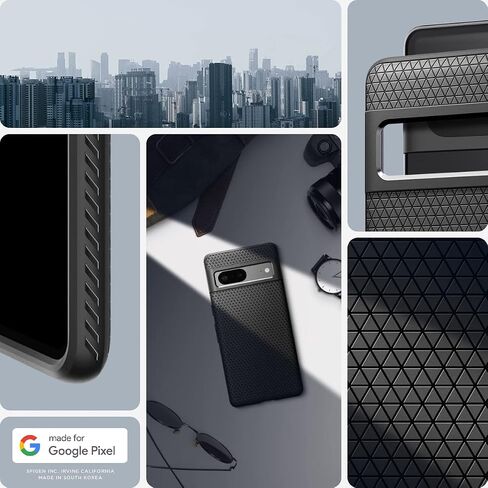 Spigen Liquid Air Case Compatible with Google Pixel 7, Thermoplastic Polyurethane |Shock-Absorbent| Wireless Charging Compatible - Matte Black in Saudi Arabia