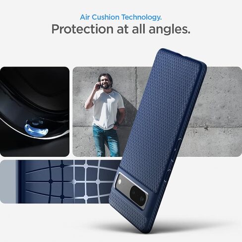 Spigen Liquid Air Case Compatible with Google Pixel 7, Thermoplastic Polyurethane |Shock-Absorbent| Wireless Charging Compatible - Matte Black in Saudi Arabia