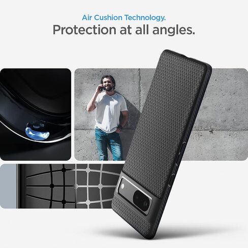 Spigen Liquid Air Case Compatible with Google Pixel 7, Thermoplastic Polyurethane |Shock-Absorbent| Wireless Charging Compatible - Matte Black in Saudi Arabia
