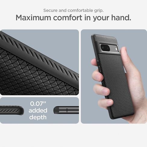 Spigen Liquid Air Case Compatible with Google Pixel 7, Thermoplastic Polyurethane |Shock-Absorbent| Wireless Charging Compatible - Matte Black in Saudi Arabia