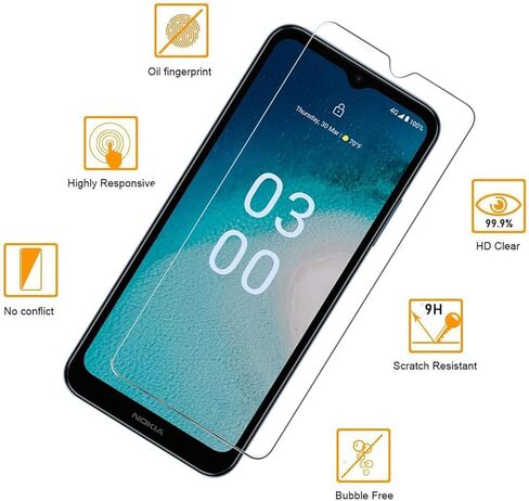 حافظة رفيعة لهاتف Nokia C300، مع عبوتين من واقي الشاشة عالي الدقة، وحافظة هاتف Nokia C300، غطاء حماية مطاطي ناعم ممتص للصدمات من مادة TPU المرنة لهاتف Nokia C300 N155DL in Kuwait