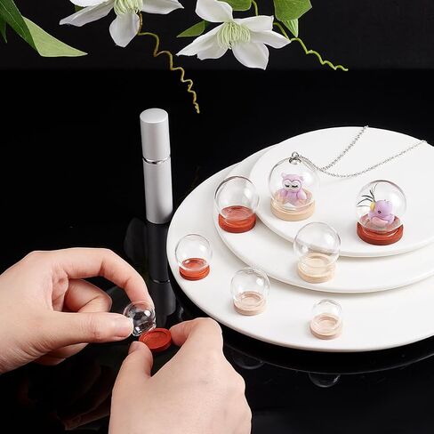 PH PandaHall 8 Sets Glass Display Dome Cloche, 4 Sizes Glass Bell Jar with Base 2 Colors Glass Dome Decorative Jars Display Case for Flower Plants Succulents Storage Home Christmas Party Favor in Saudi Arabia