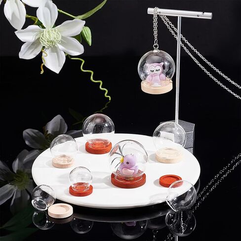 PH PandaHall 8 Sets Glass Display Dome Cloche, 4 Sizes Glass Bell Jar with Base 2 Colors Glass Dome Decorative Jars Display Case for Flower Plants Succulents Storage Home Christmas Party Favor in Saudi Arabia