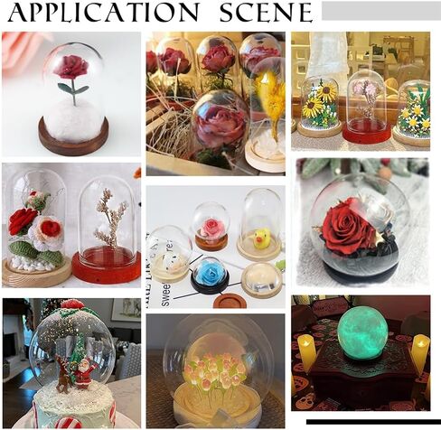 PH PandaHall 8 Sets Glass Display Dome Cloche, 4 Sizes Glass Bell Jar with Base 2 Colors Glass Dome Decorative Jars Display Case for Flower Plants Succulents Storage Home Christmas Party Favor in Saudi Arabia