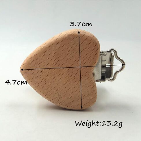 10pcs Natural Wood Suspender Pacifier Clips Cute Beech Wooden Animal Heart Shape Clips Charm DIY Beading Pacifier Chain Accessory in Saudi Arabia