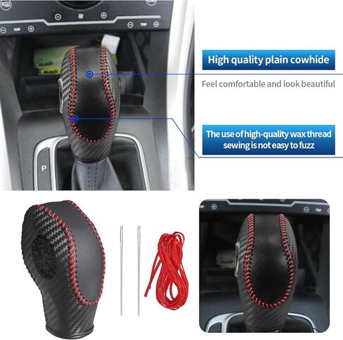 غطاء مقبض ناقل الحركة من ألياف الكربون PU مناسب لسيارات Ford Focus 2012 2013 2014 2015 2016/ Ford Fiesta 2014 2015 2016 / Ford Fusion S، Ford Fusion SE 2013 2014 2015 2016 غطاء رأس ناقل الحركة in Kuwait