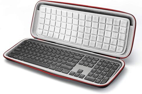 حافظة صلبة للوحة المفاتيح اللاسلكية المضيئة المتقدمة Logitech MX Keys، حقيبة تخزين للحمل - أسود (بطانة رمادية) in Saudi Arabia