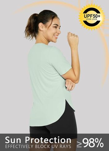 Women's Workout Tops Short Sleeve Shirts Sun Protection Shirt UV SPF UPF 50+ Hiking Running Quick Dry in Saudi Arabia