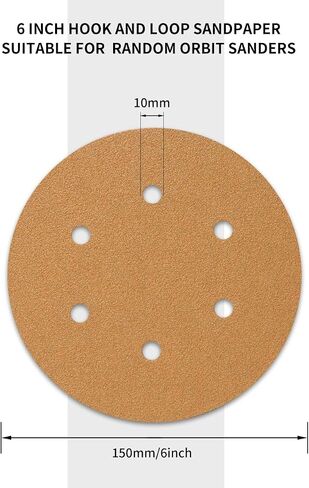 6 Inch Sanding Discs Hook and Loop 600 Grit, 6 Hole Sand Paper Disc for Random Orbital Sander, Gold Random Orbital Sandpaper Pads (50-Pack) in Saudi Arabia