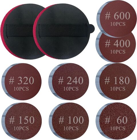 Round 5 Inch Sanding Discs 80Pcs Dry Wet Sanding Pads Hand Sander Foam Rubber Sanding Blocks Hook and Loop Hand Sanding Block in Saudi Arabia