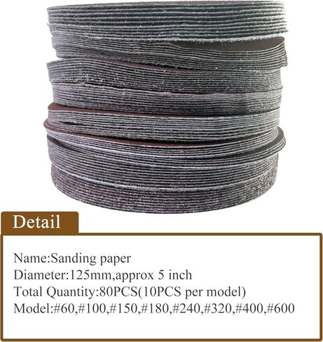 Round 5 Inch Sanding Discs 80Pcs Dry Wet Sanding Pads Hand Sander Foam Rubber Sanding Blocks Hook and Loop Hand Sanding Block in Saudi Arabia