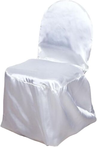 Sparkles Make It Special Leading Linens 10 pc Satin Banquet Chair Covers - Wedding Reception Banquet Party Restaurant - White in Saudi Arabia