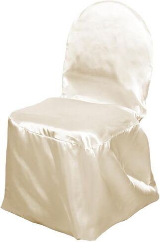 Sparkles Make It Special Leading Linens 10 pc Satin Banquet Chair Covers - Wedding Reception Banquet Party Restaurant - White in Saudi Arabia